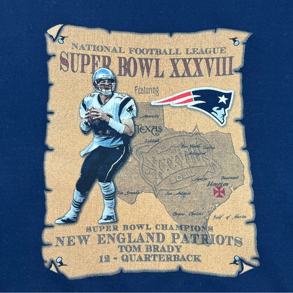 Vtg Tom Brady New England Patriots Mens Crewneck Sweatshirt Large Y2K Map C2 - Picture 4 of 8